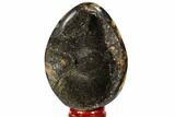 Septarian Dragon Egg Geode - Black Crystals #118705-1